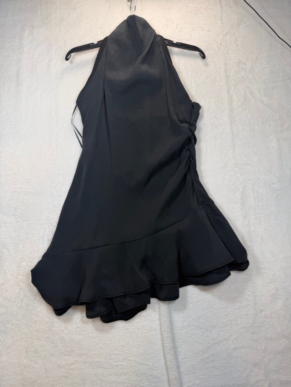 Zara Mini Dress Womens Size Medium Black Assymetrical Hem Halter Cocktail - Picture 2 of 12